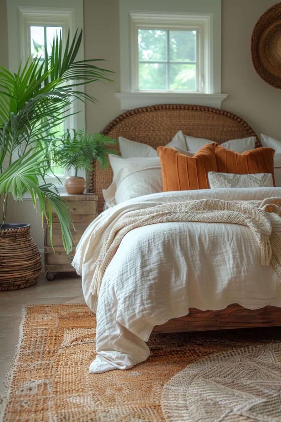 23 Trendy Boho Coastal Bedroom Ideas that you will love 30 10. Tropical mood with indoor palm