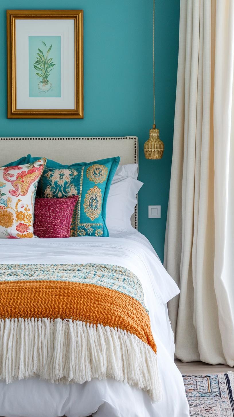 21 Best Blue Boho bedroom ideas to inspire you 21 6. Turquoise calm: highlighting turquoise colors