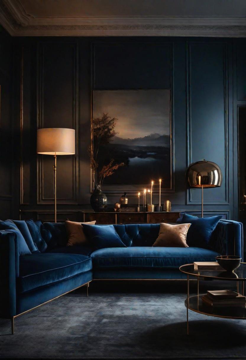 29 Moody Wohnzimmer Ideen: Erstellen Sie eine bezaubernde Atmosphäre 4 2. Elegance-0. Twilight Blue Velvet-0
