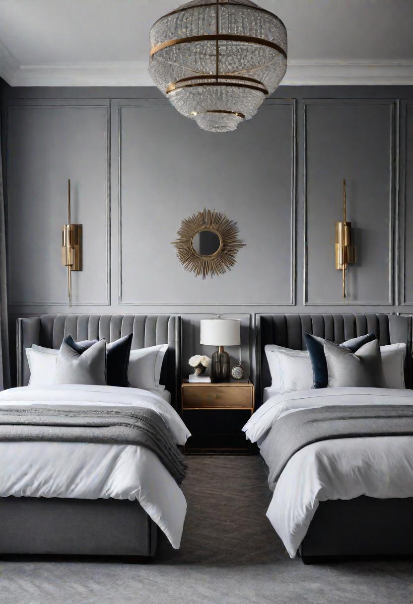 47 Stunning Grey Bedroom Ideas for An Elegant Bedroom Design 44 42. Twin Grey Guest Room Design-0
