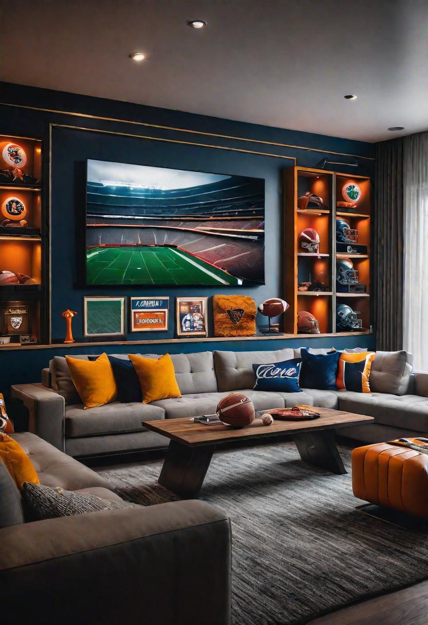43 Modern Living Room Inspirations: Chic, Spacious, and Vibrant 40 38. Ultimate Sports Fan Cave Ideas-0