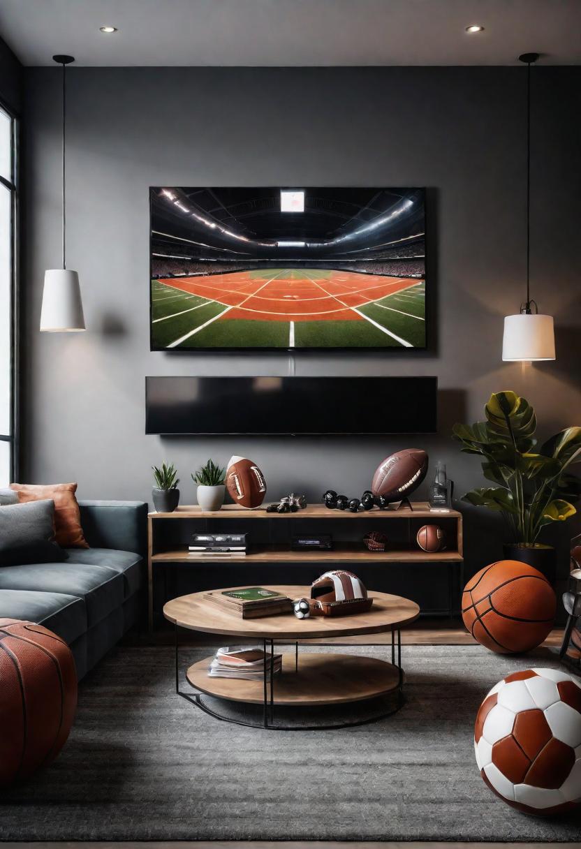 49 Modern Living Room Ideas: Create a Contemporary Haven 48 39. Ultimate Sports Fan Cave Inspiration-0