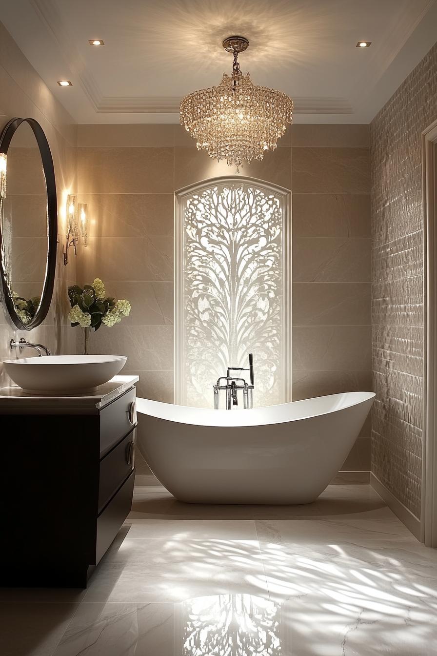 15 new bathroom design trends for 2024 and 2025 36 12. Unexpected bathroom chandelier-0