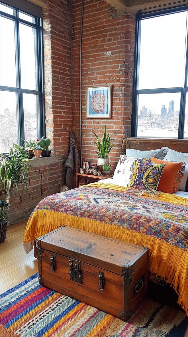 15 unique Boho bedroom -Decor ideas that you have to see 35 12. Unique Boho Bedroom Trunk Table-1
