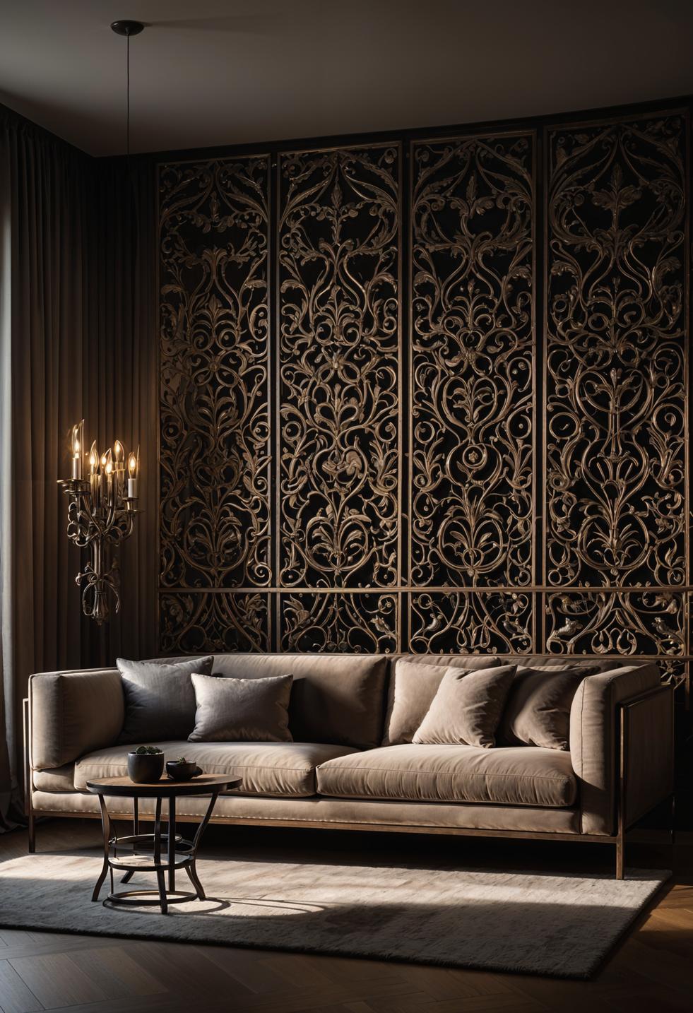 15 trendy, moody neutral living room designs to inspire 26 13. Unique iron wall sculptures for mood-neutral rooms