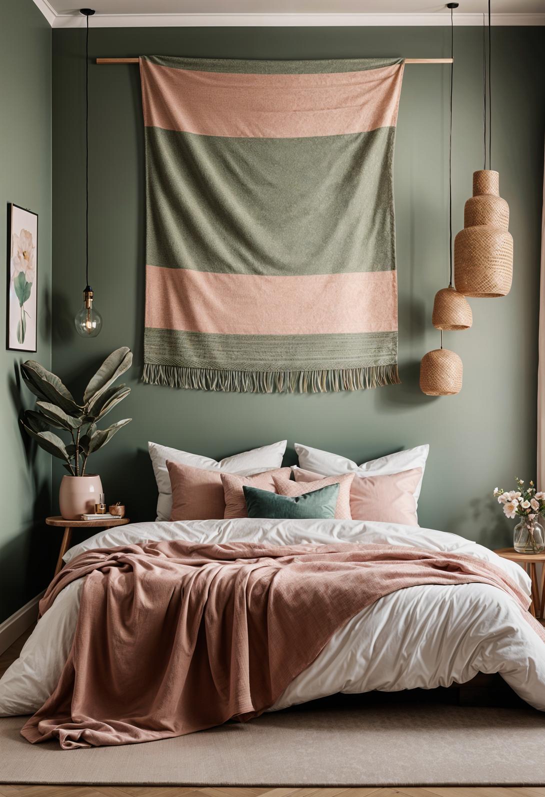 30 Chic Sage Green and Blush Bedroom Ideas 58 30. Unique Wall Art in Sage Green & Blush-0