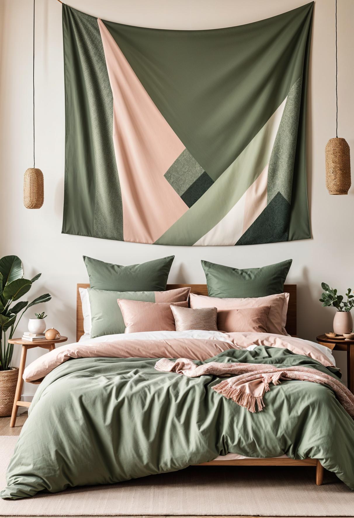 30 Chic Sage Green and Blush Bedroom Ideas 59 30. Unique Wall Art in Sage Green & Blush-1