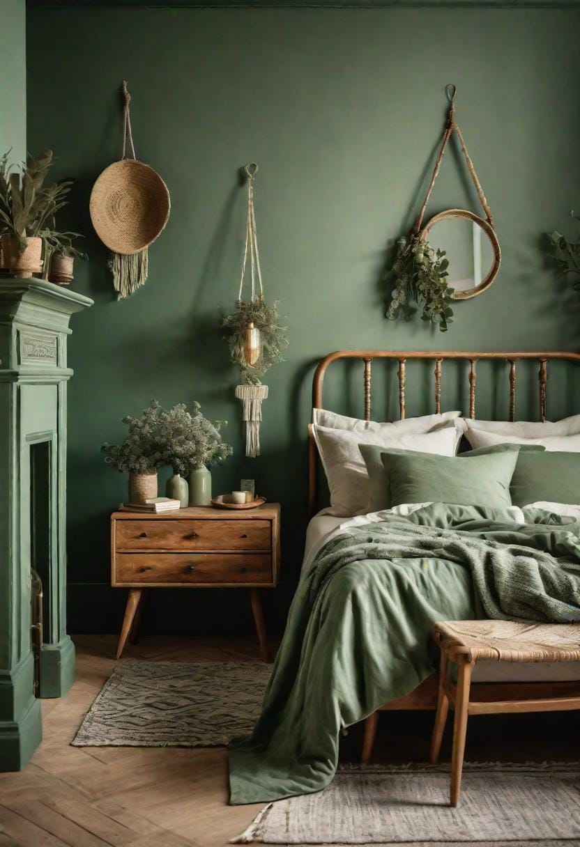 25 einzigartige Salbei grüne Boho Schlafzimmer Ideen für 2025 69 22. Upcycled Charm: Neufragen alte Möbel in mit Salbei bemalten Stücke für einen personalisierten Touch-1