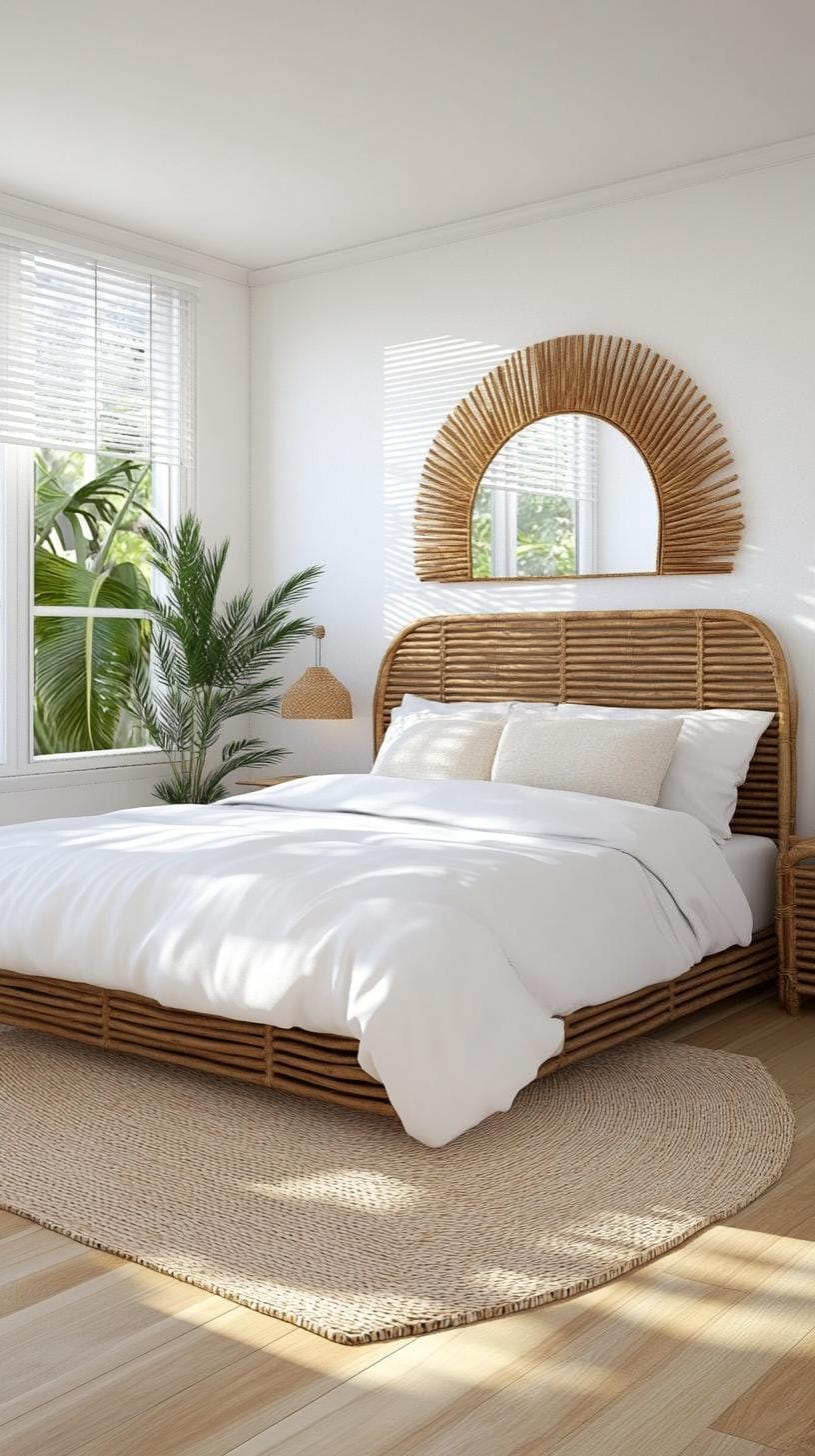 20 new minimalist bedroom ideas to inspire your 2025 refreshment 34 34 10. Urban chic: Use a purely white palette with warm, sustainable materials such as bamboo-0