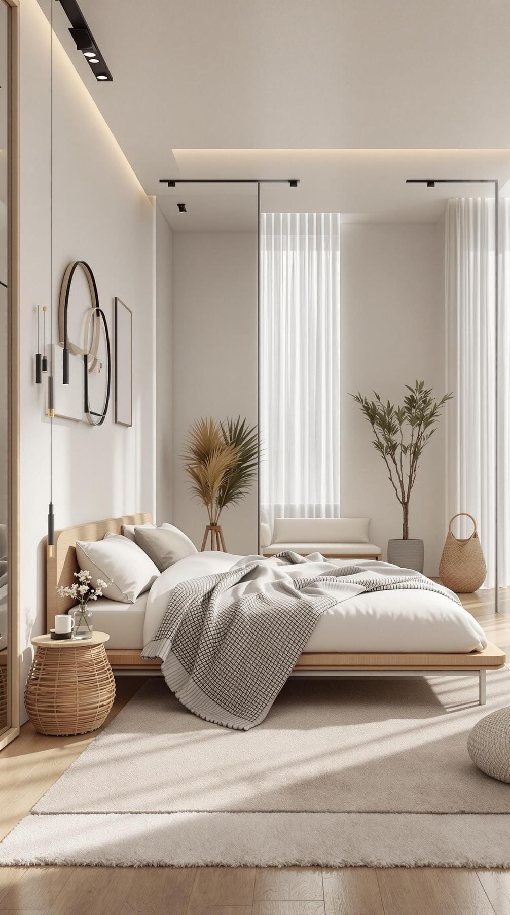 20 new minimalist bedroom ideas to inspire your 2025 refreshment 35 35 10. Urban chic: Use a purely white palette with warm, sustainable materials such as bamboo-1