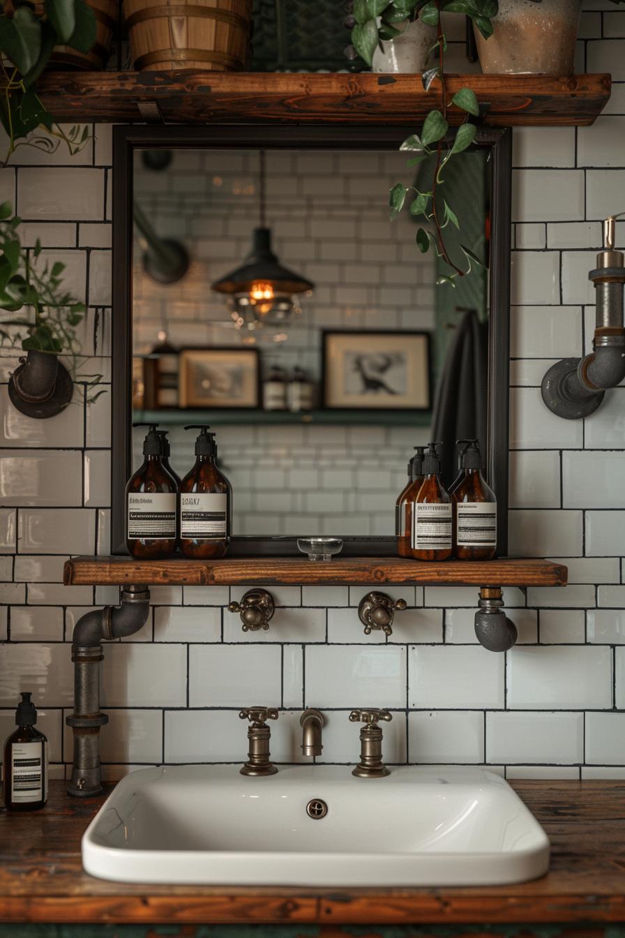 15 Genius & beautiful bathroom shelf ideas you have to see 31 14. Urban Industrial Bathroom Real Design-0