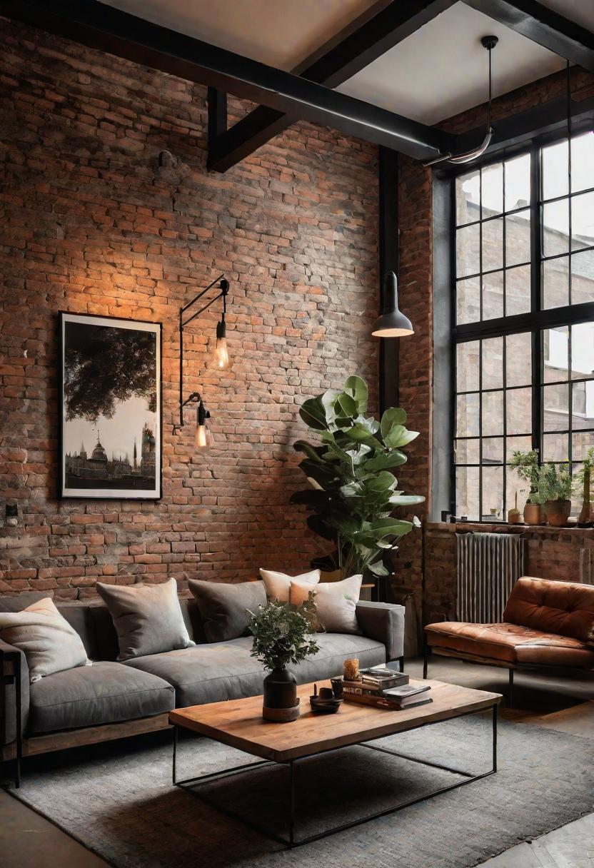 43 Modern Living Room Inspirations: Chic, Spacious, and Vibrant 5 3. Urban Loft Living Room Inspiration-0