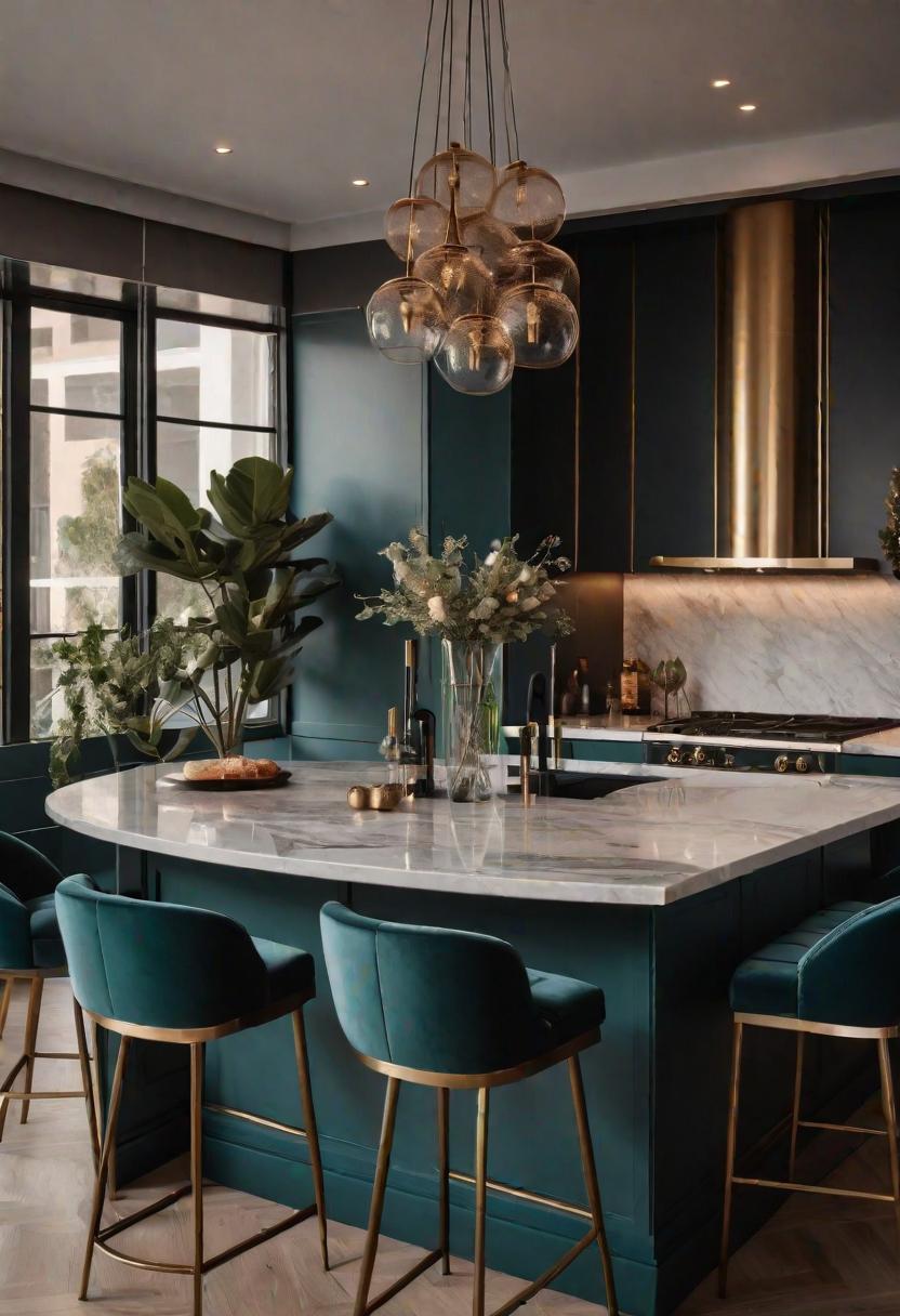 43 Aesthetic Kitchen Ideas to Transform Your Space 45 38. Velvet Bar Stool Elegance-0