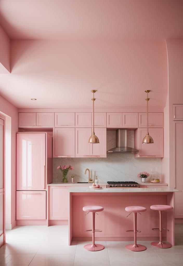 35 Charming Pink Kitchen Ideas: a Feminine Flair in Your Cooking Space 9 7. Velvet Bar Stools Spotlight: Pink-0