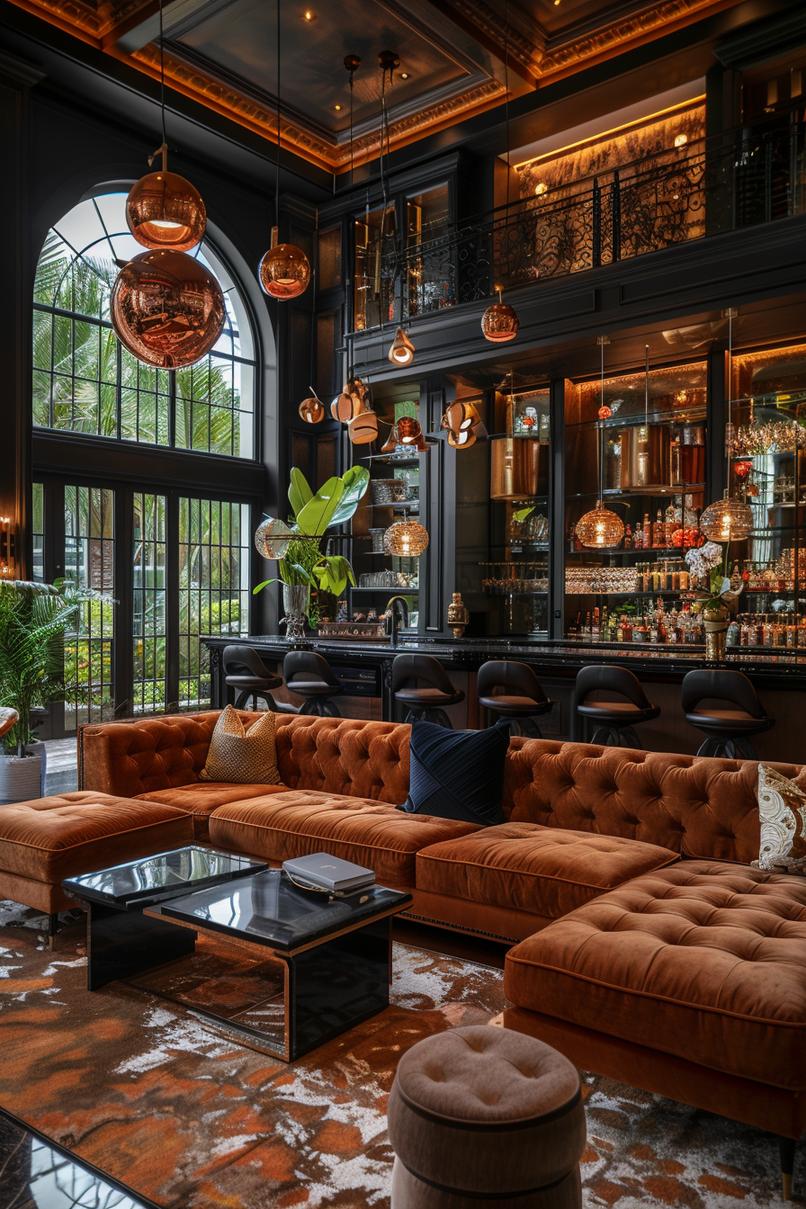19 unique earthy living room ideas for a cozy makeover 57 17. Velvet & Copper Elegance-1