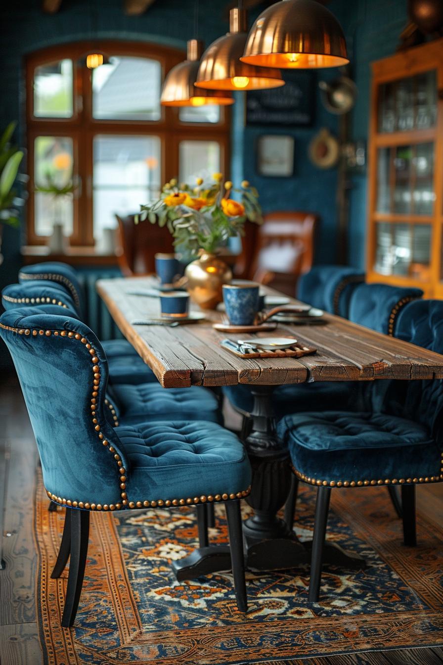 15 new modern dining room ideas in the middle of the century 39 39 14. Velvet-dining chairs with Brass-1