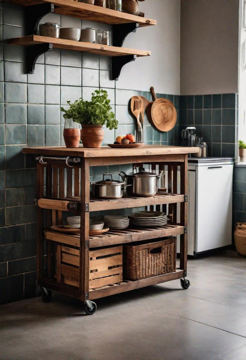 39 Clever Small Kitchen Ideas: Maximize Your Space with Stylish and Functional Designs 44 35. Versatile Crate Storage on Wheels-0