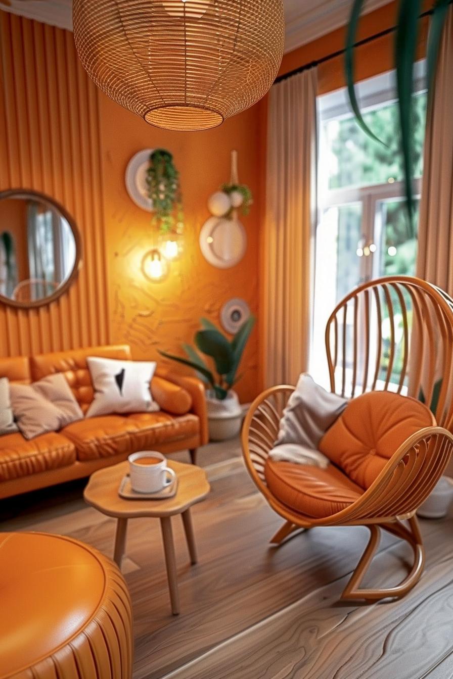 21 Cozy middle of the century modern living room ideas 24 8. Versatile Wicker and Leather Lounge-0