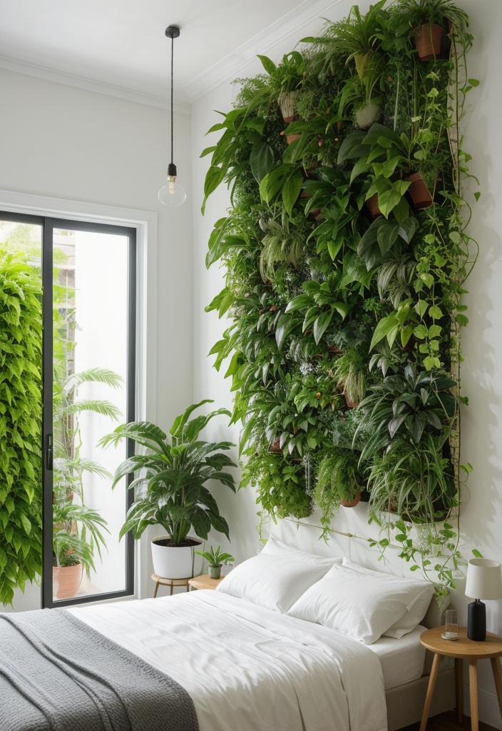 35 Stunning Bedroom Accent Walls for a Cozy Makeover 57 29. Vertical Plant Wall Bedroom Decor-0