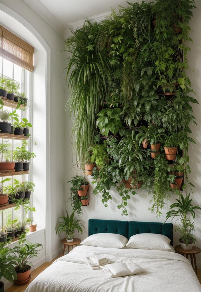 35 Stunning Bedroom Accent Walls for a Cozy Makeover 59 29. Vertical Plant Wall Bedroom Decor-2