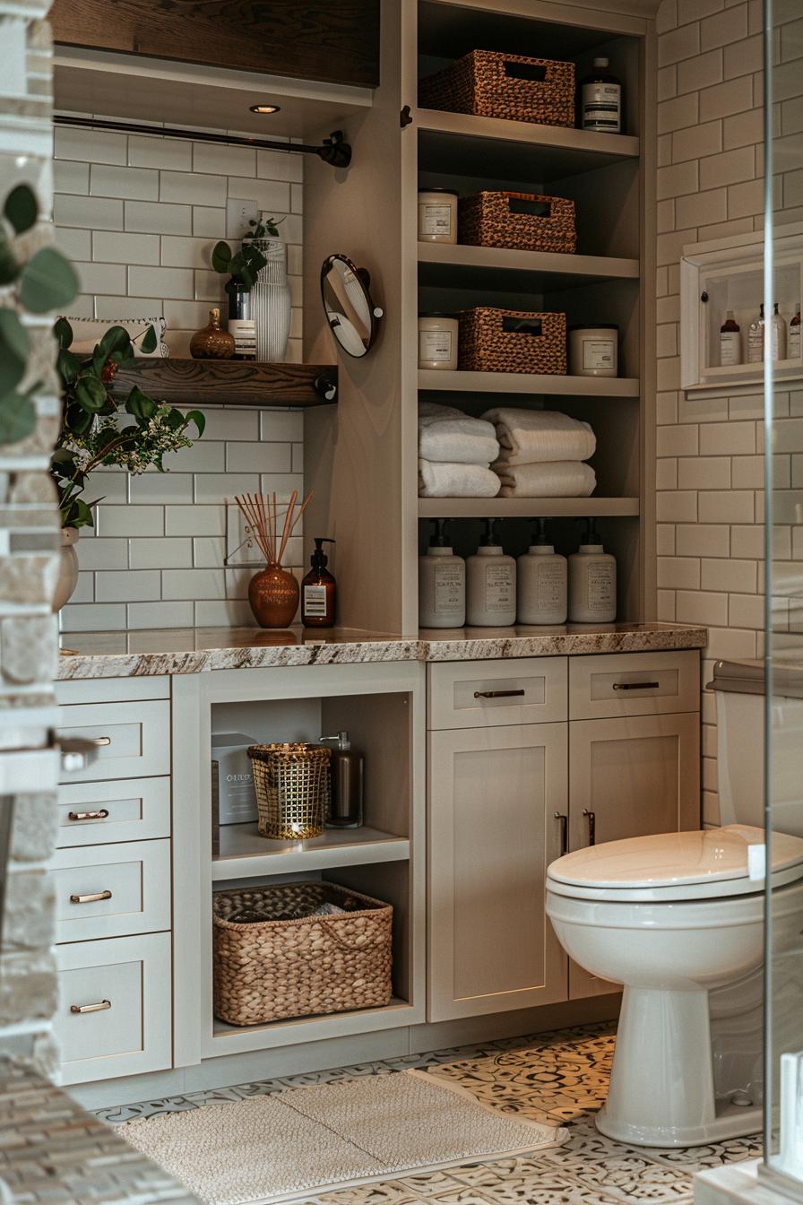 15 Genius & beautiful bathroom shelf ideas you have to see 35 15. Vertical storage solutions-2