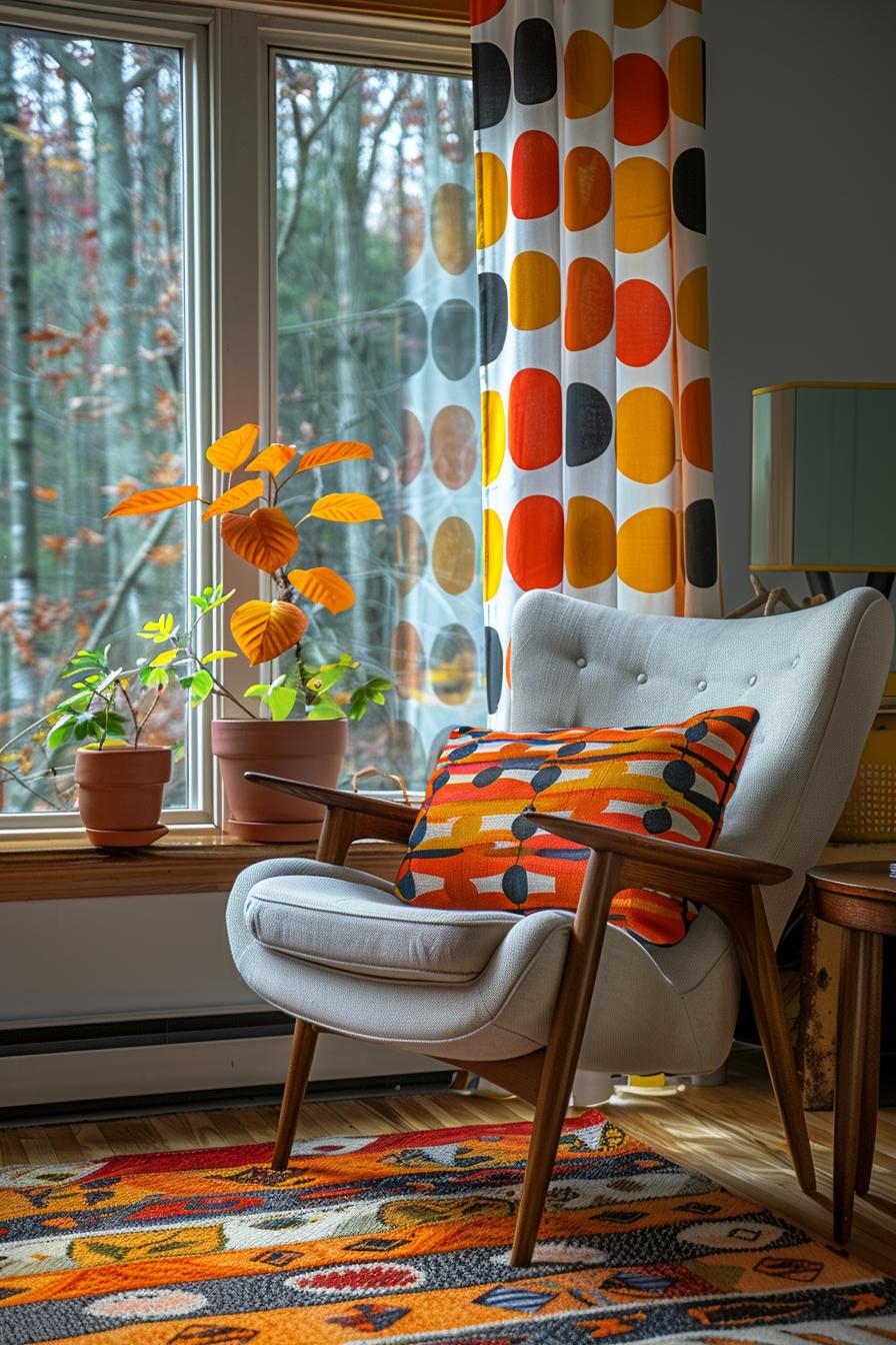 18 colorful in the middle of the century Modern Living Room Design 25 8. Living 50s-inspired curtain selection-1