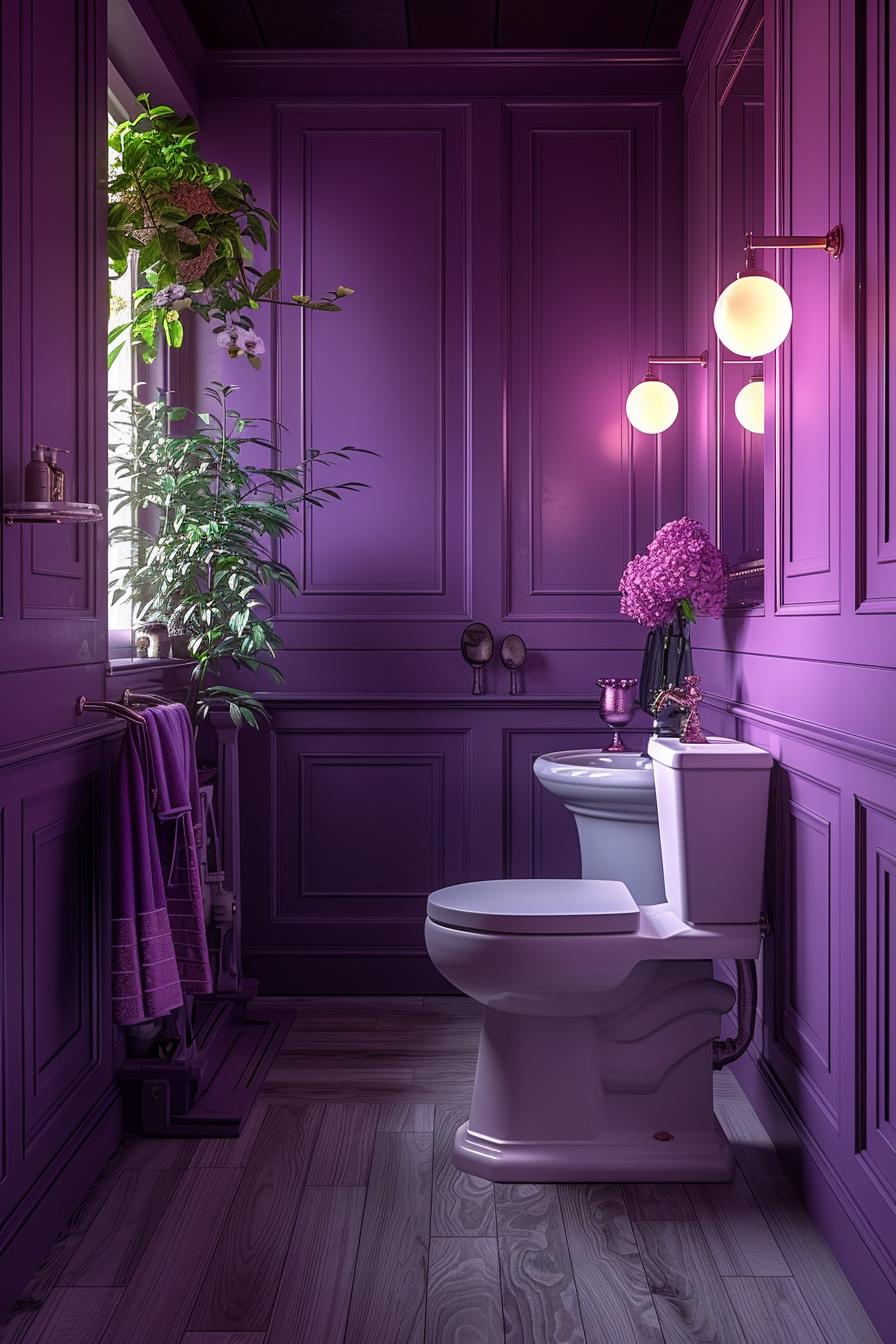 15 trendy bathroom colors for a breathtaking new processing 34 12. Lively electrical violet bathroom Inspiration-1