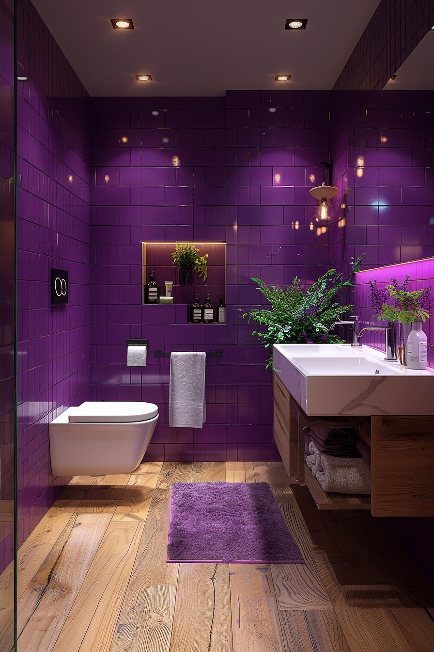 15 trendy bathroom colors for a breathtaking makeover 35 12. Living electrical violet bathroom inspiration-2