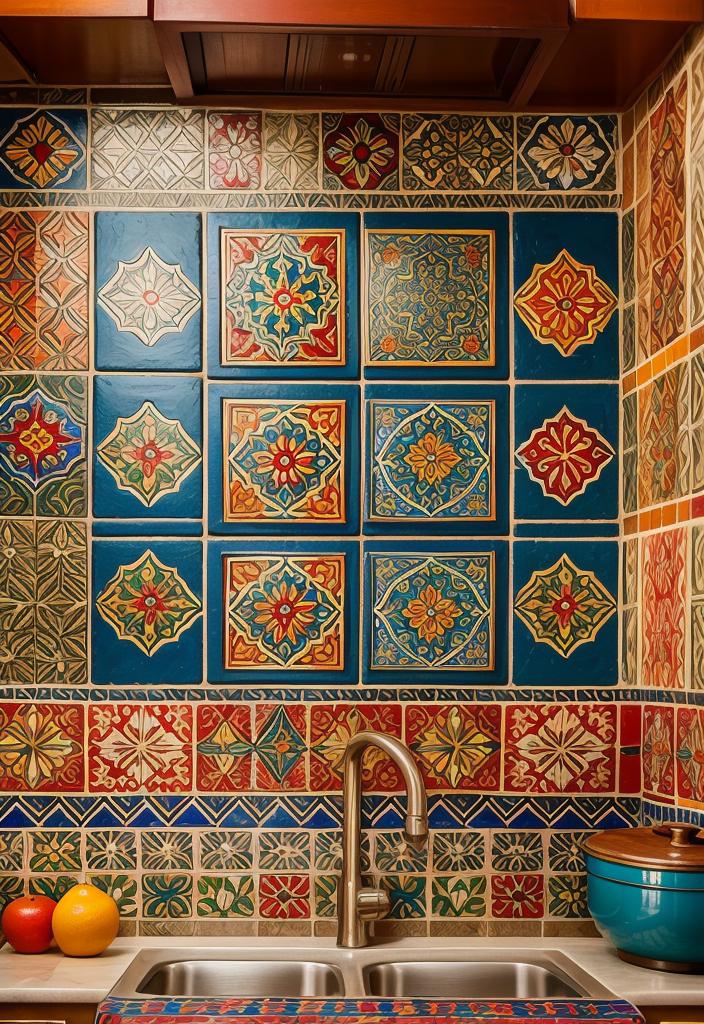 35 Stunning Kitchen Backsplash Ideas: Creative and Eye-Catching Designs 40 27. Vibrant Ethnic Backsplash Patterns-1