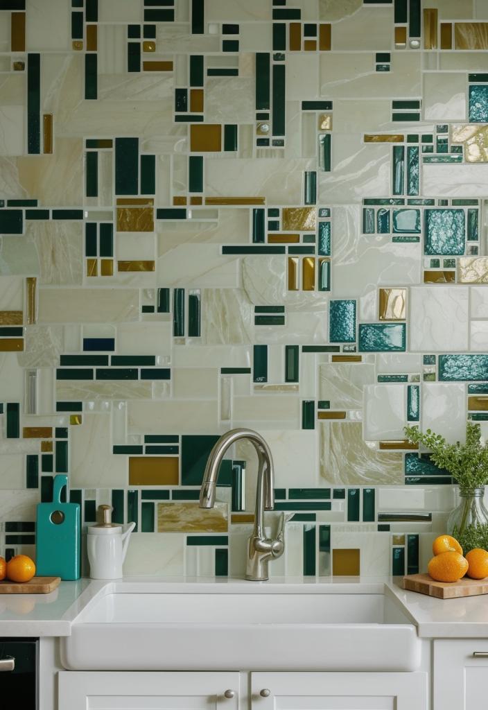 35 Stunning Kitchen Backsplash Ideas: Creative and Eye-Catching Designs 13 7. Vibrant Glass Mosaic Backsplashes-1