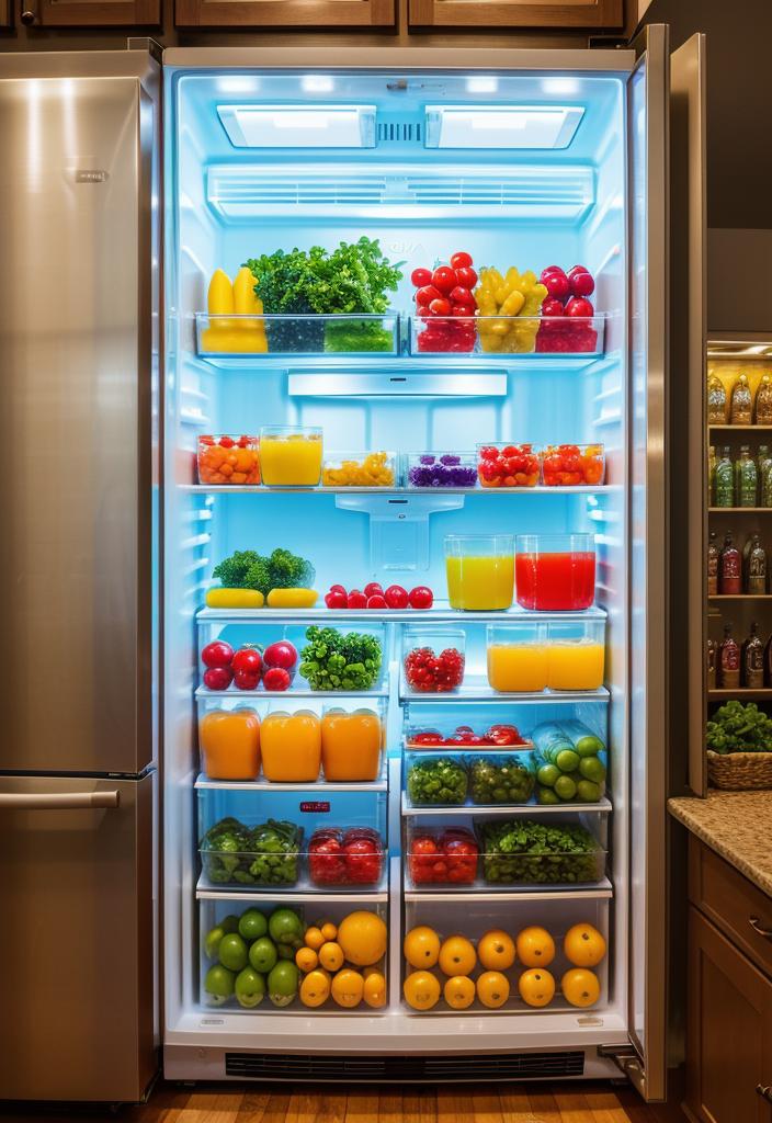 43 Inspiring Kitchen Decor Ideas: Stylish and Functional Accents 20 13. Vibrant Glass-front Fridge Inspiration-0