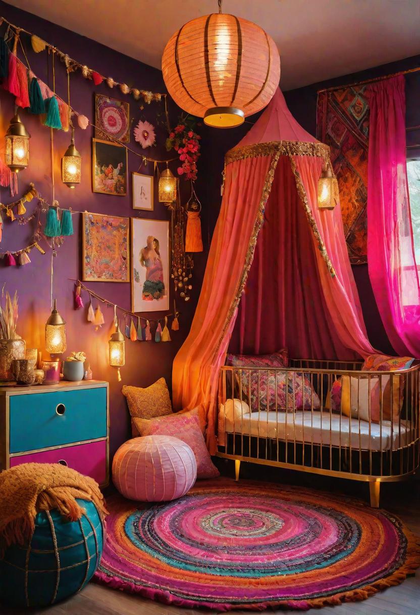 33 Enchanting Girl Nursery Ideas: Chic Decor for Her First Room 38 29. Vibrant Gypsy Caravan Nursery-0