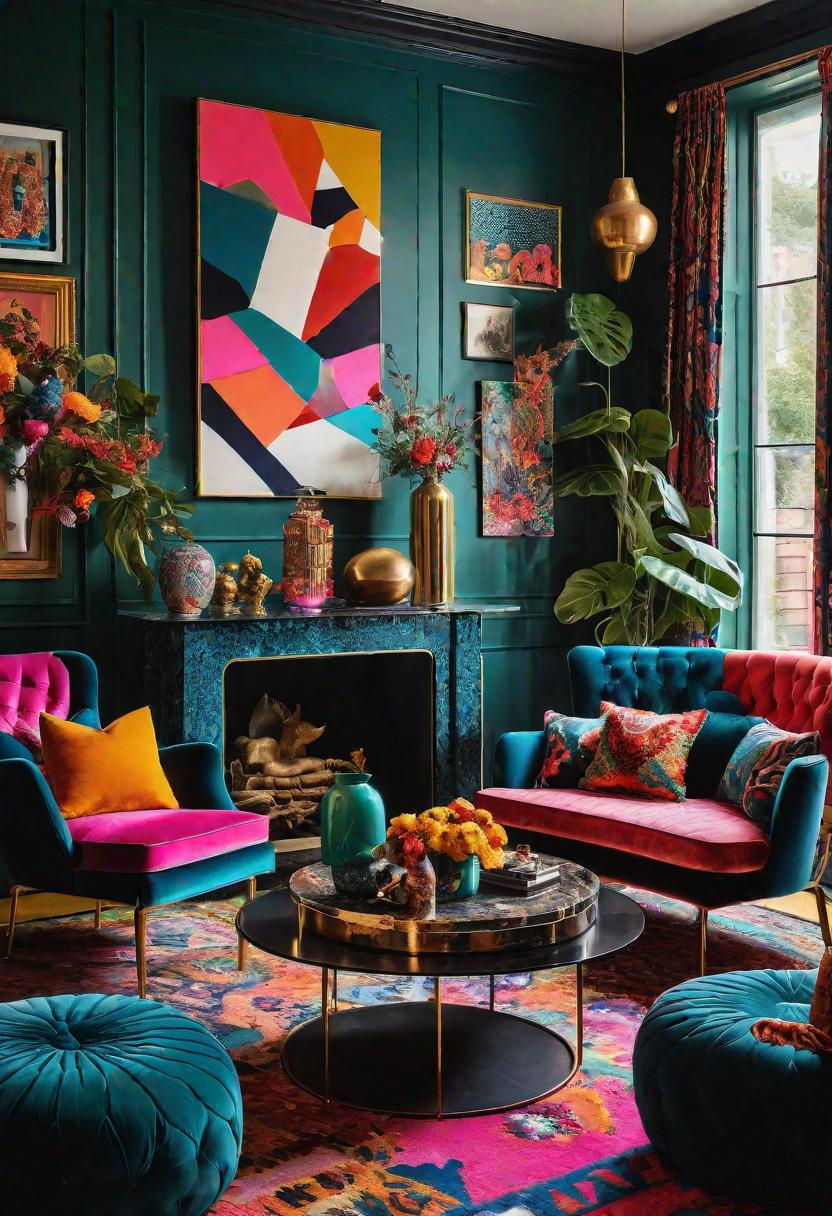 37 Cozy Contemporary Living Room Ideas: Modern Elegance 17 15. Vibrant Maximalist Living Room-0