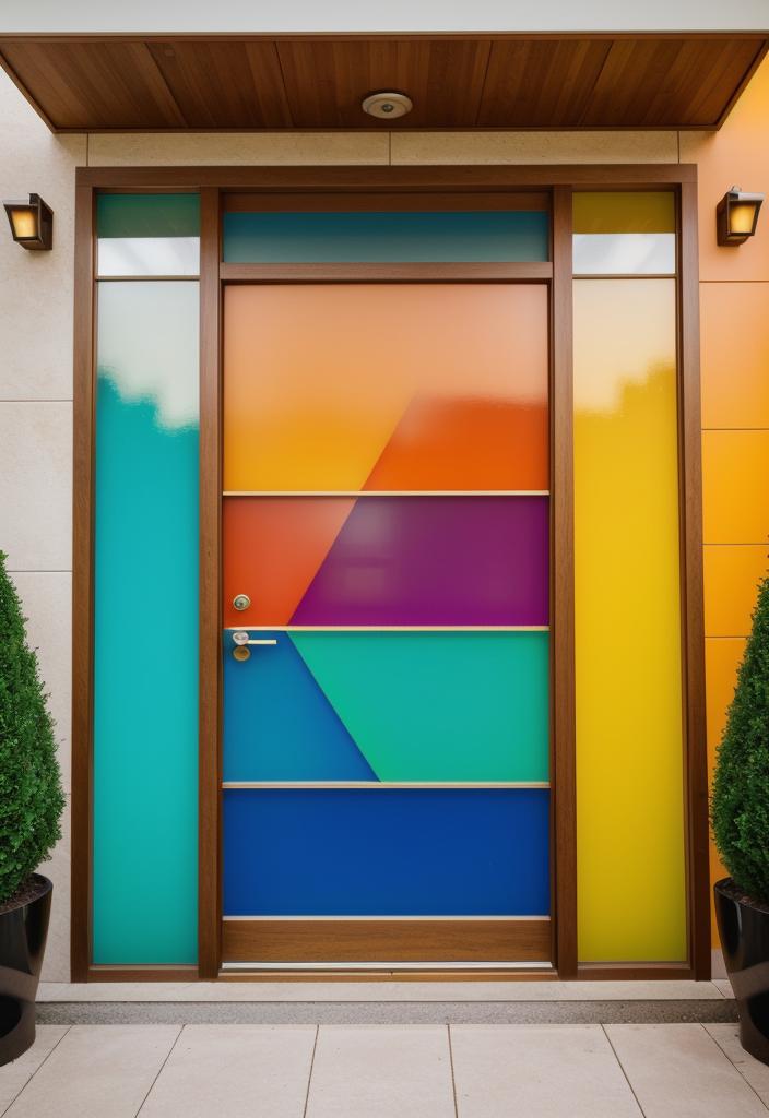 29 Stunning Wooden Door Designs for Main Entrances 30 14. Vibrant Mid-Century Entry Door-0