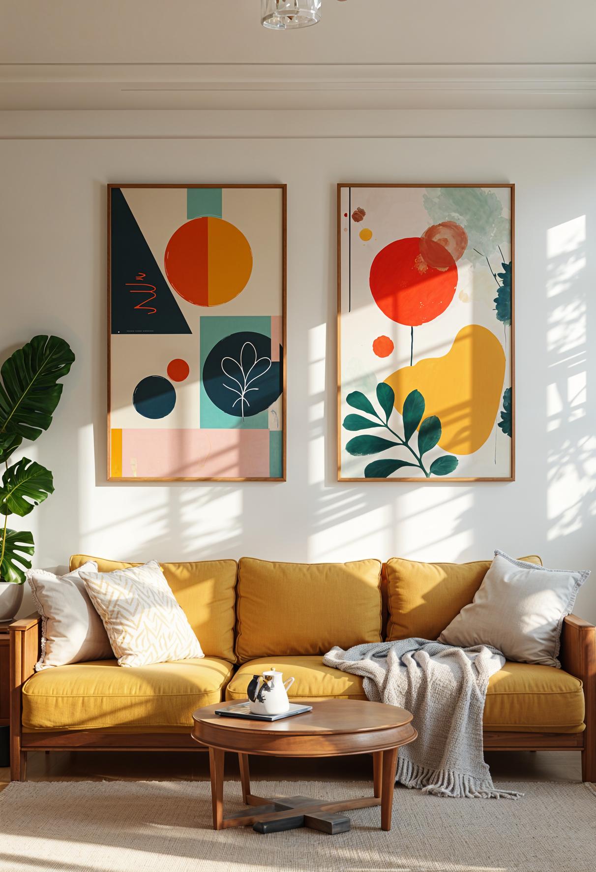 20 breathtaking living room wall decoration ideas 47 13. Living wall art-1 from the middle of the century