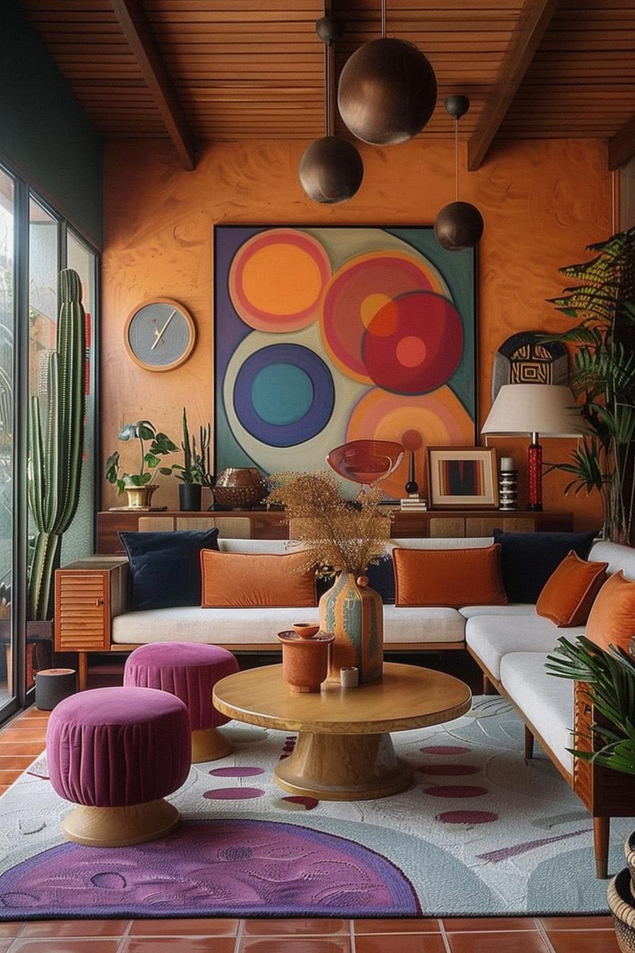 18 colorful in the middle of the century modern living room design 43 15. Lively Ottoman selection: playful selection-0