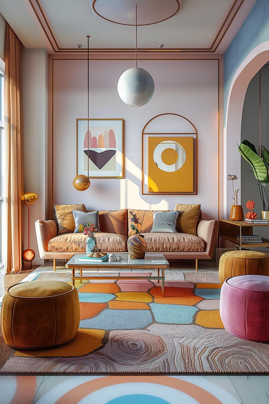 18 colorful in the middle of the century modern living room design 44 15. Lively Ottoman selection: playful decisions-1