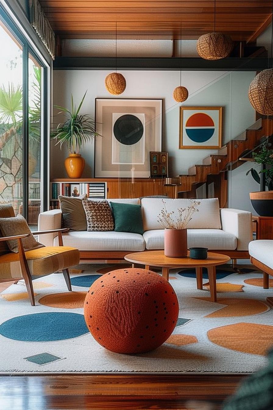 18 colorful in the middle of the century modern living room design 45 15. Lively Ottoman selection: playful selection-2