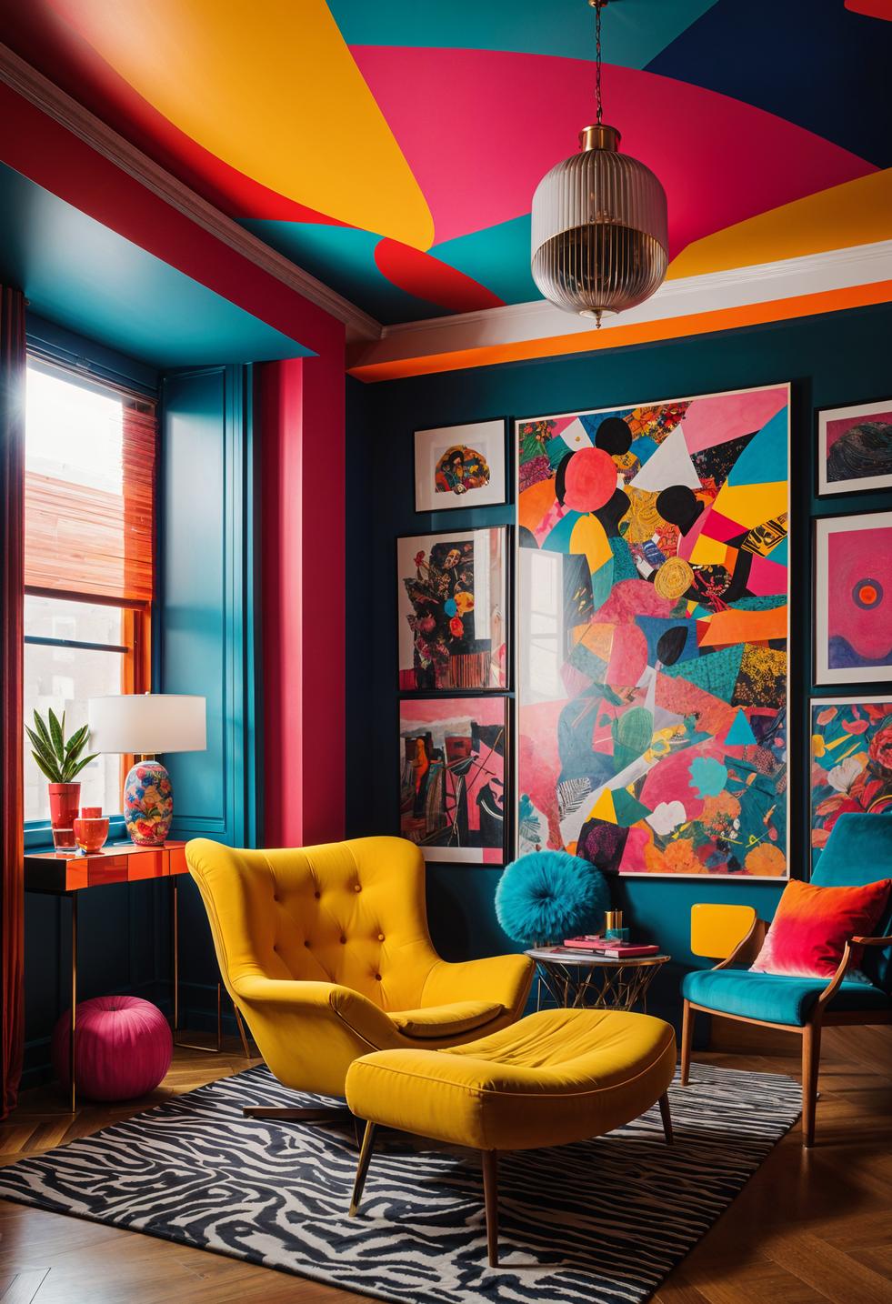 48 Super Cute Dream Room Inspirations for Ultimate Coziness! 55 42. Vibrant Pop Art Lounge Aesthetic-0