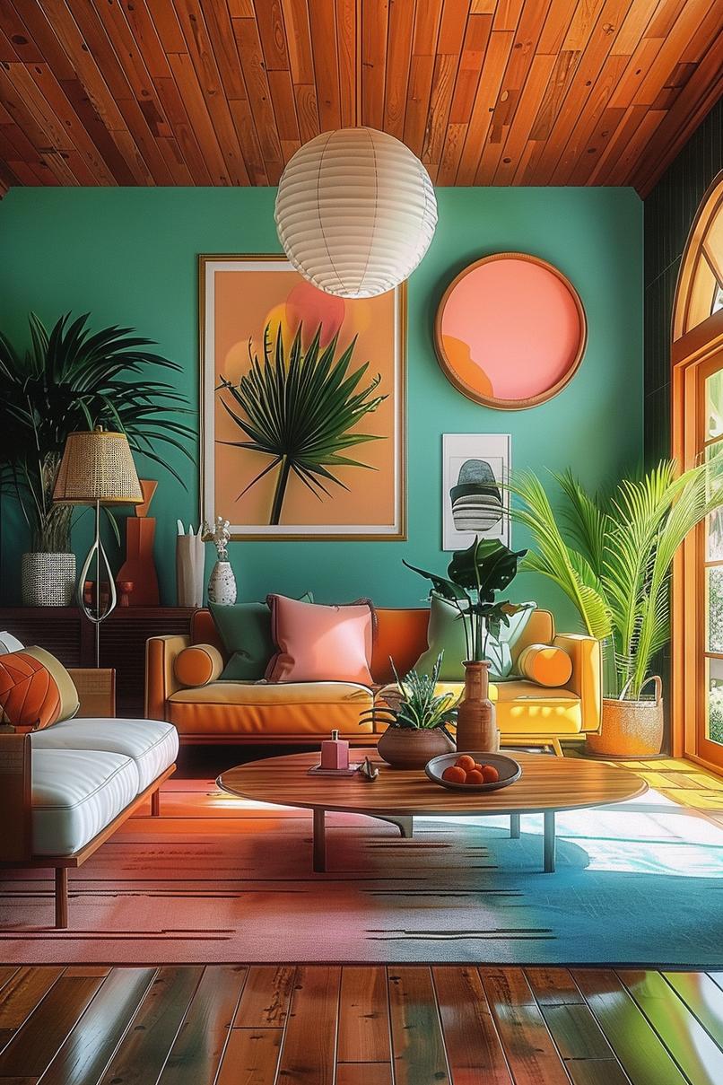 18 colorful in the middle of the century Modern Living Room Designs 35 12. Lively memory solutions for Sie-0