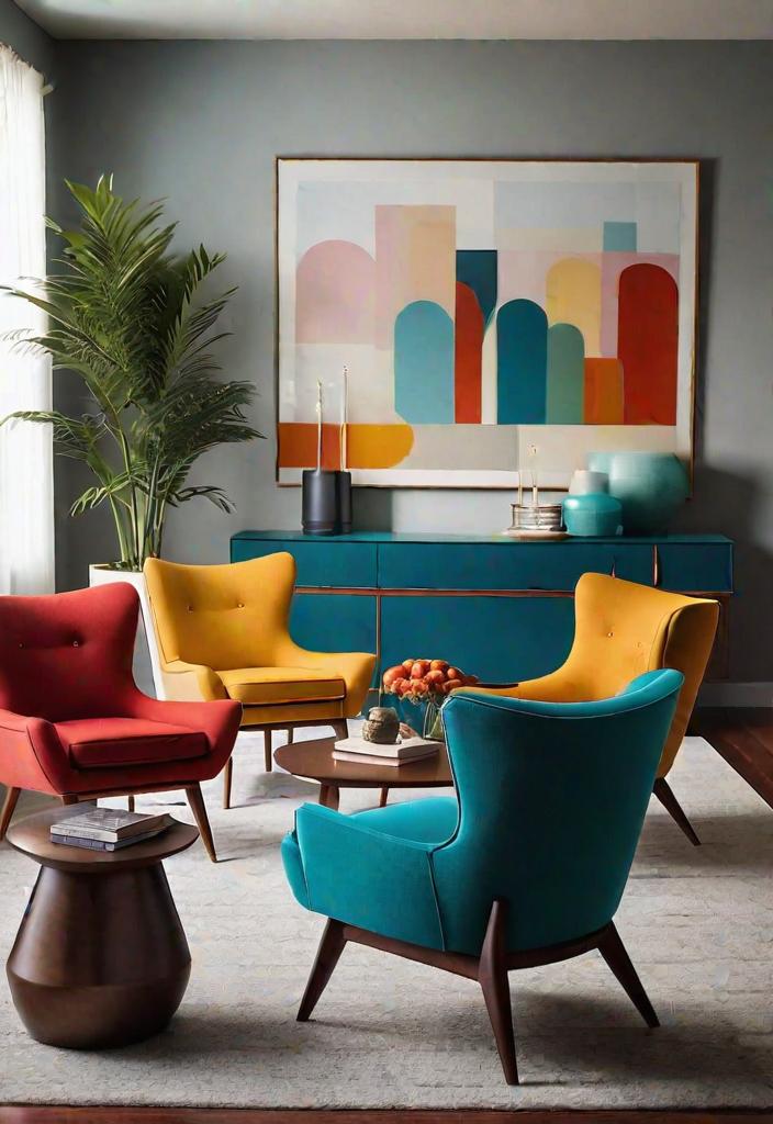 27 schöne Mitte des Jahrhunderts moderne Wohnzimmer 14 11. Lebendige, verjüngte Beinakzent-Stühle-0