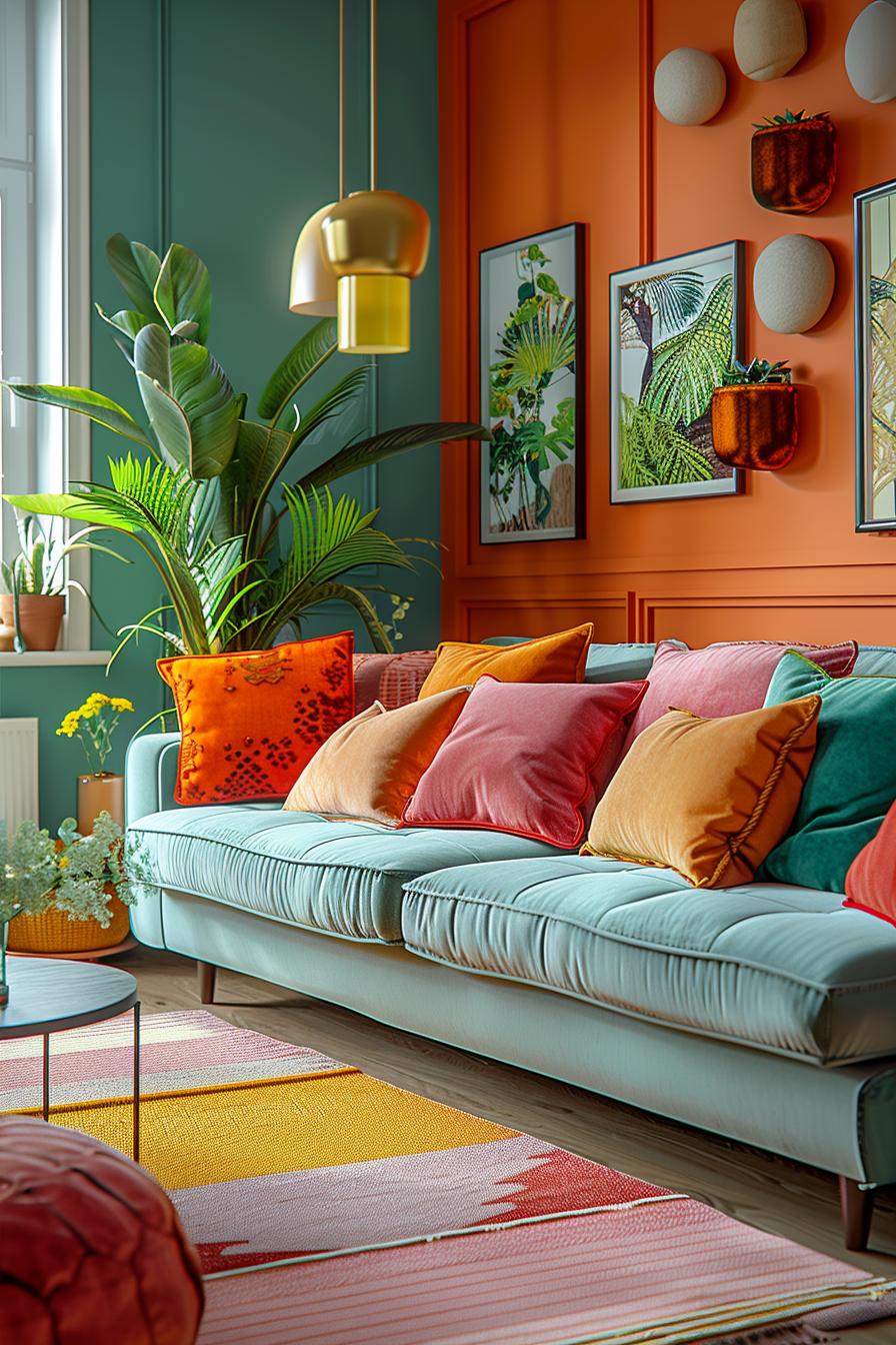 18 colorful in the middle of the century modern living room design 18 6. Lively structured pillow-0