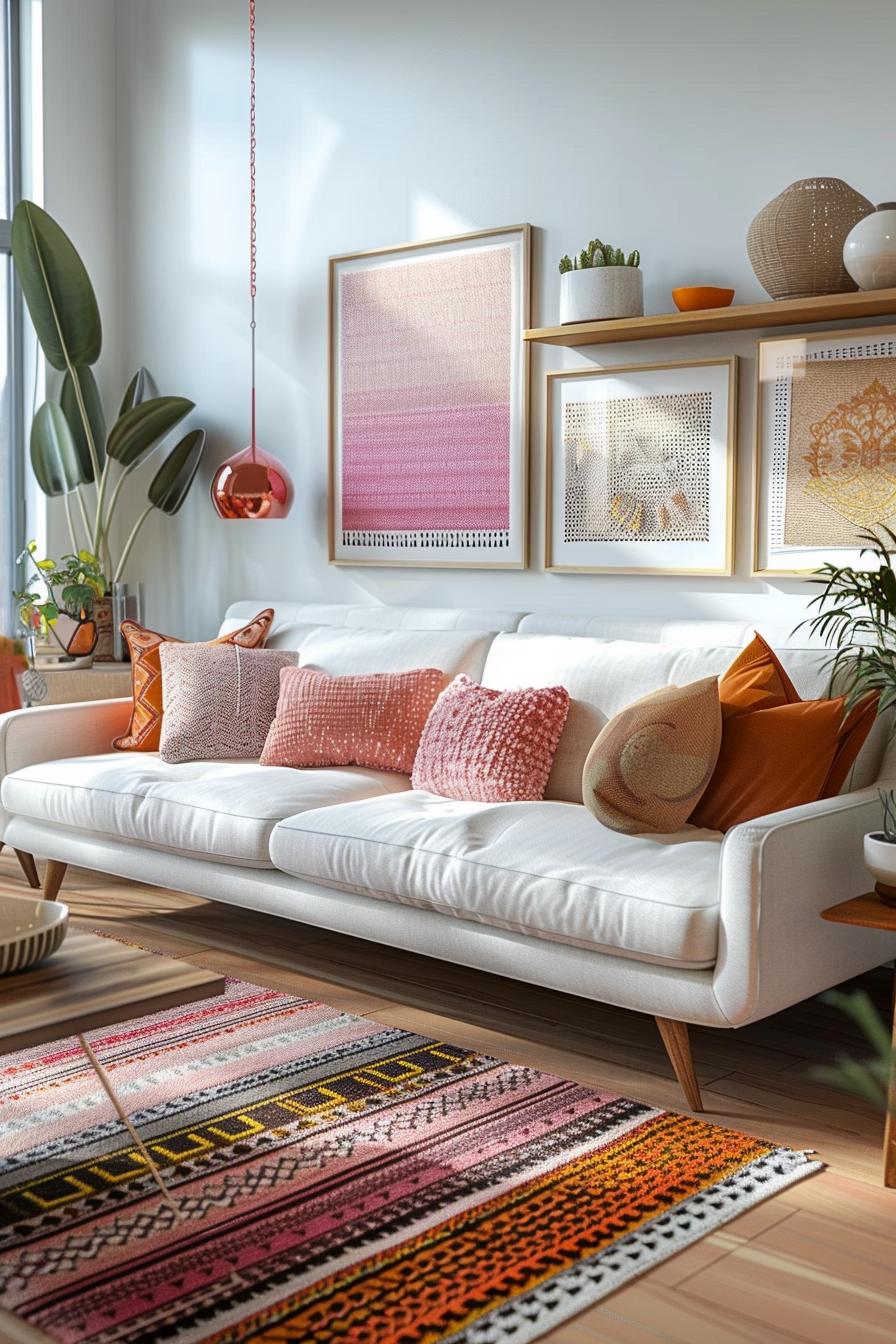 18 colorful in the middle of the century modern living room design 20 6. Lively structured litter cushion-2