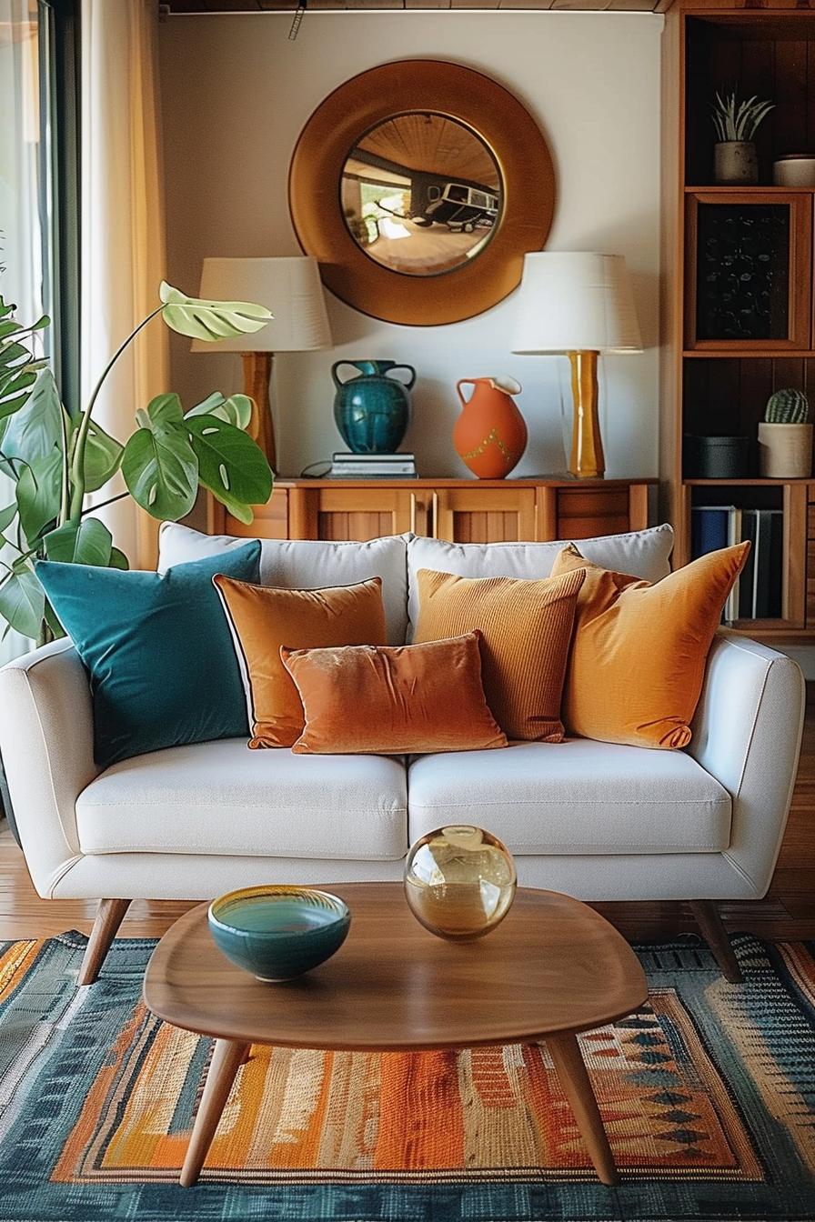 18 colorful in the middle of the century modern living room design 33 11. Lively wooden furniture pairings-1