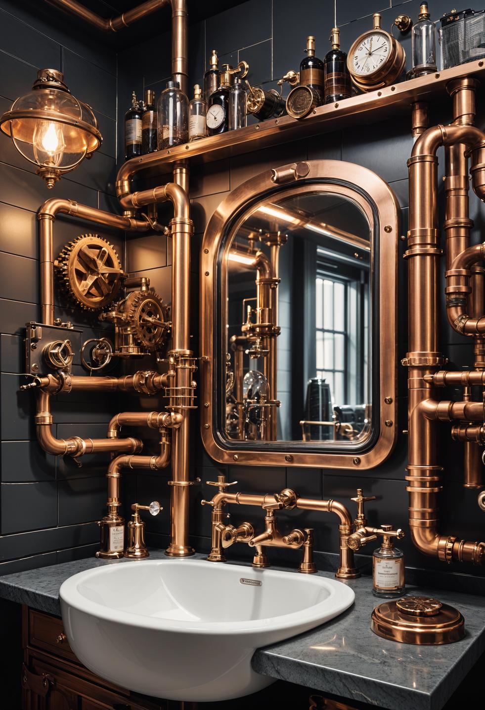29 Breathtaking Bathroom Decor Ideas to Revamp Your Space 56 25. Victorian Steampunk Bathroom Inspiration-0
