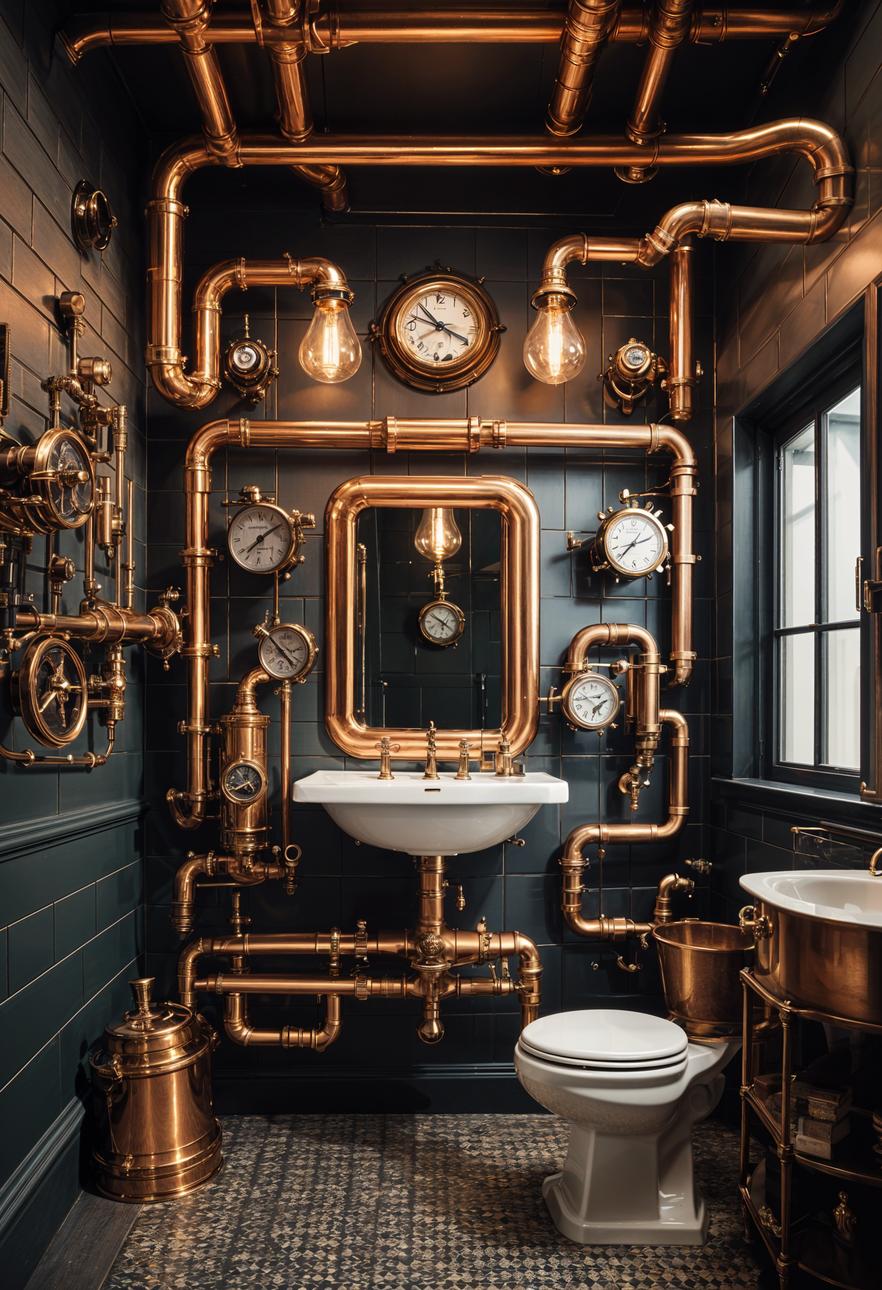 29 Breathtaking Bathroom Decor Ideas to Revamp Your Space 57 25. Victorian Steampunk Bathroom Inspiration-1