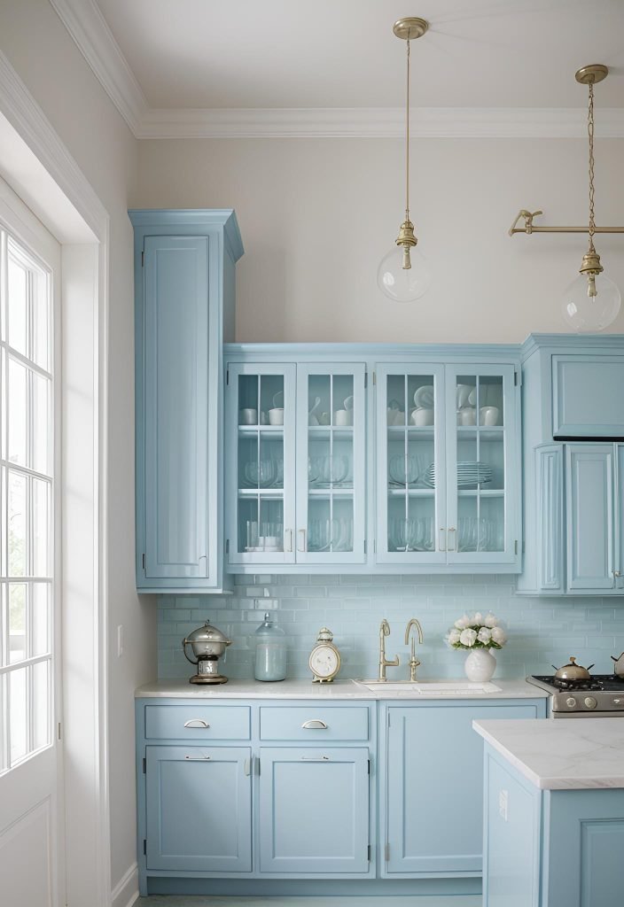 39 Trendy Blue Kitchen Cabinet Ideas: with Cool, Sophisticated Vibes 5 3. Vintage Blue Cabinet Design-0