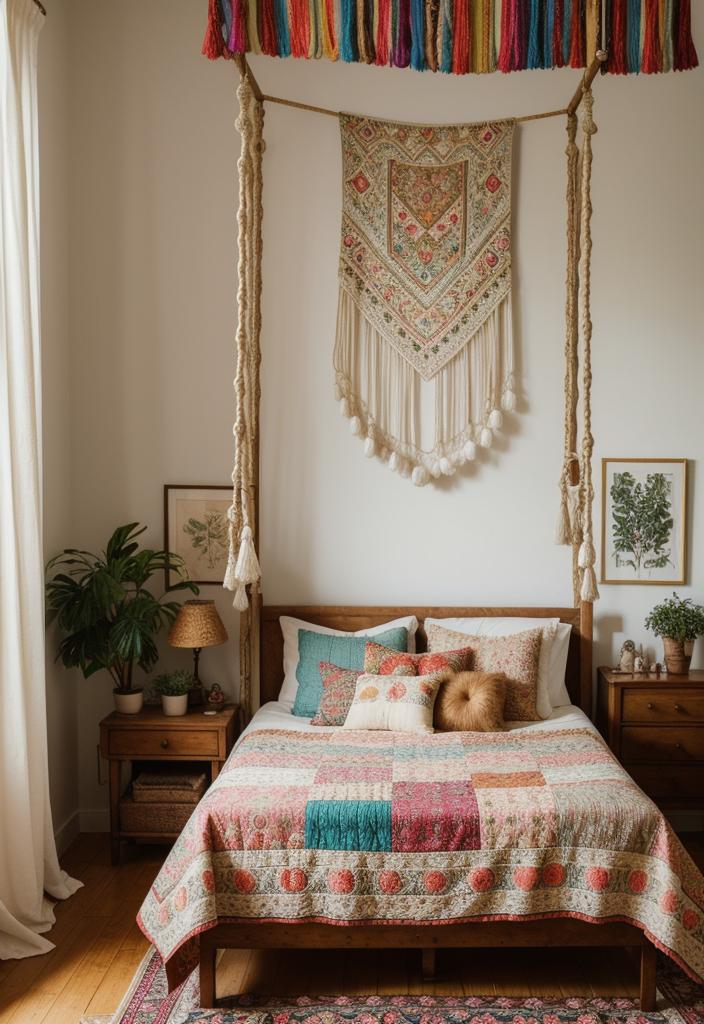 25 Eklektische Schlafzimmerideen für einen einzigartigen Raum 5 1. Vintage Bohemian Schlafzimmer Stil-2