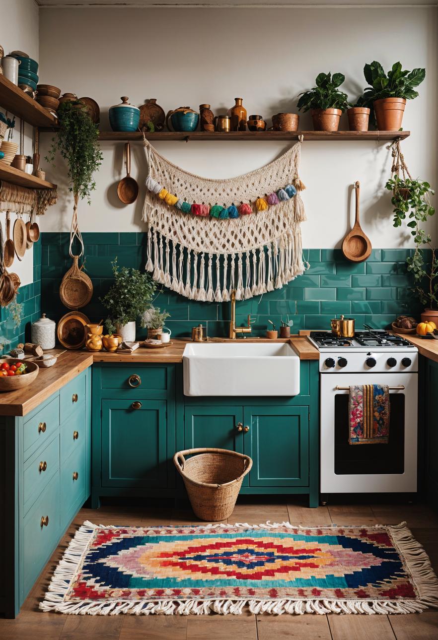 27 Stunning Boho Kitchen Designs That Will Inspire You 9 5. Vintage Boho Kitchen Makeover-1