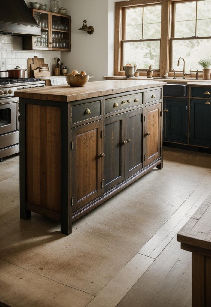 26 Genius Kitchen Island Ideen: Stil und Funktionalität 7 3. Vintage Farmhouse Island Design-0